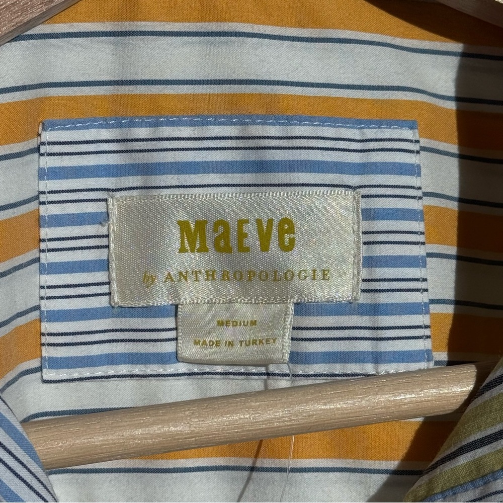 NWT Anthropologie Maeve Colorblock Stripe Shirt Dress Resort M Coastal Resort - Picture 3 of 10